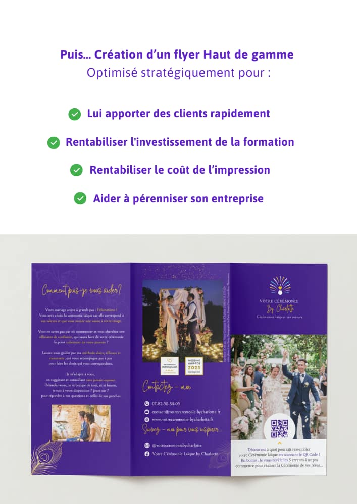 Co-Création d'un flyer sous Canva pour une officiante de Cérémonie Laïque